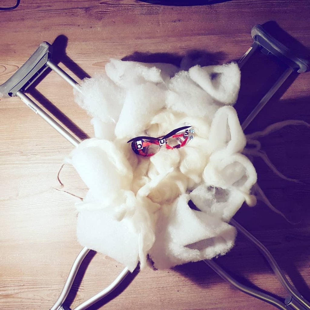 'a wig and cross crutch'I thought this was very similar to a skull and cross bones and could potentially be used as a flag.